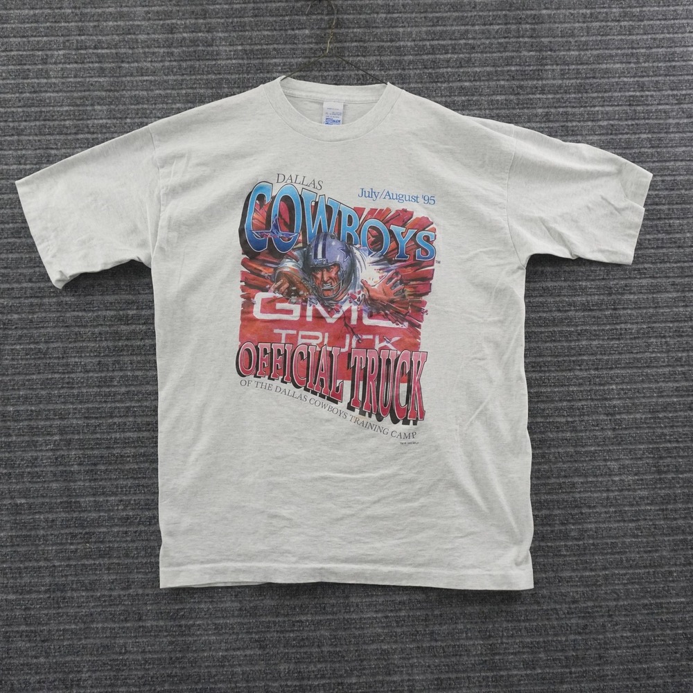 Vintage 90s Salem Dallas Cowboys T-Shirt Mens XL Gray GMC Training Camp
